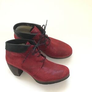 WOLKY Jacquerie Boots Red Dessin Suede Women’s Size EU 41 US 9.5